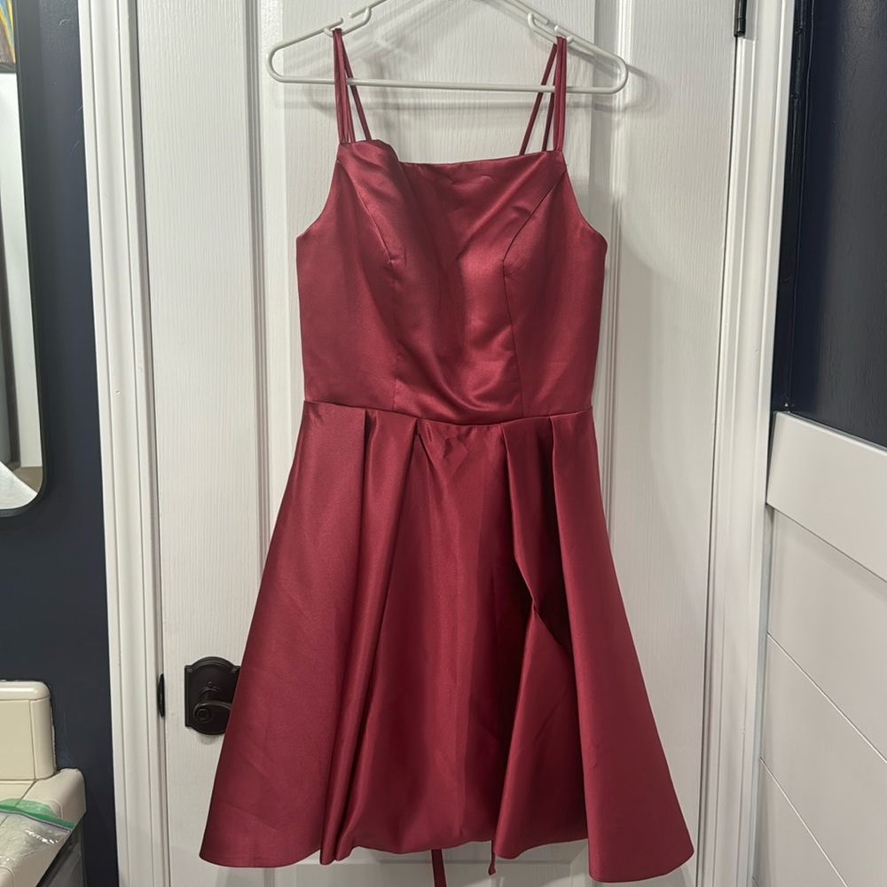 Red formal shirt dress
